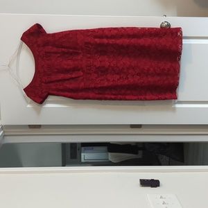 Red Lace Cap Sleeve Dress